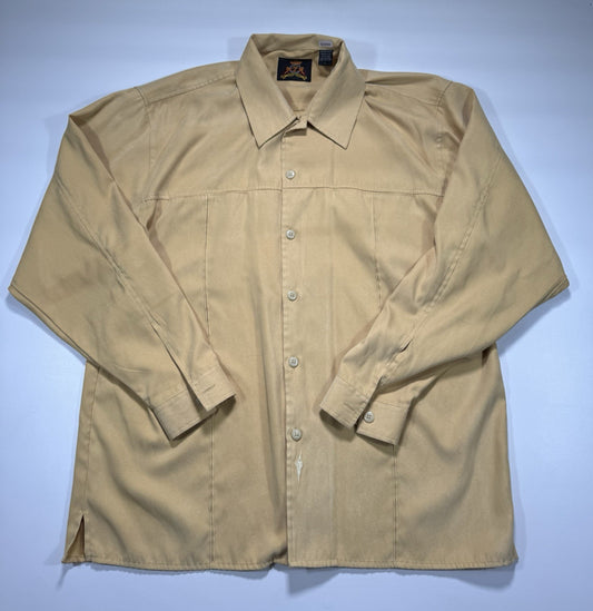 7 Diamonds Shirt Mens Large Brown Tan Button Up Country Velvet Feel Long Sleeve