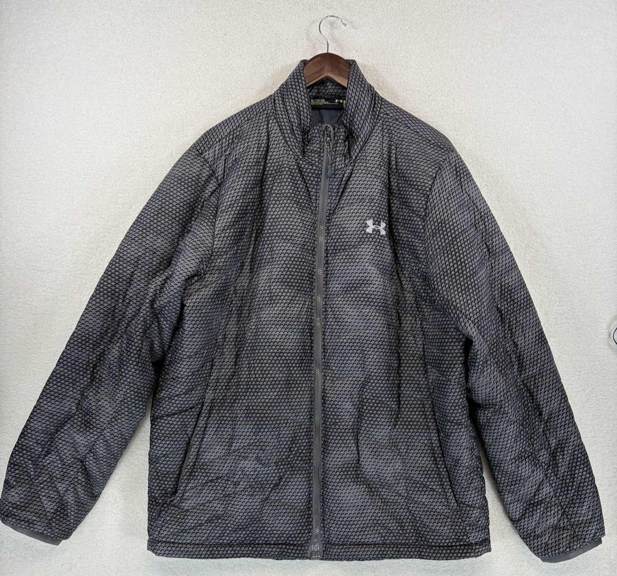 Under Armour Puffer Jacket mens XL Black ColdGear Reactor Full Zip Lightweight