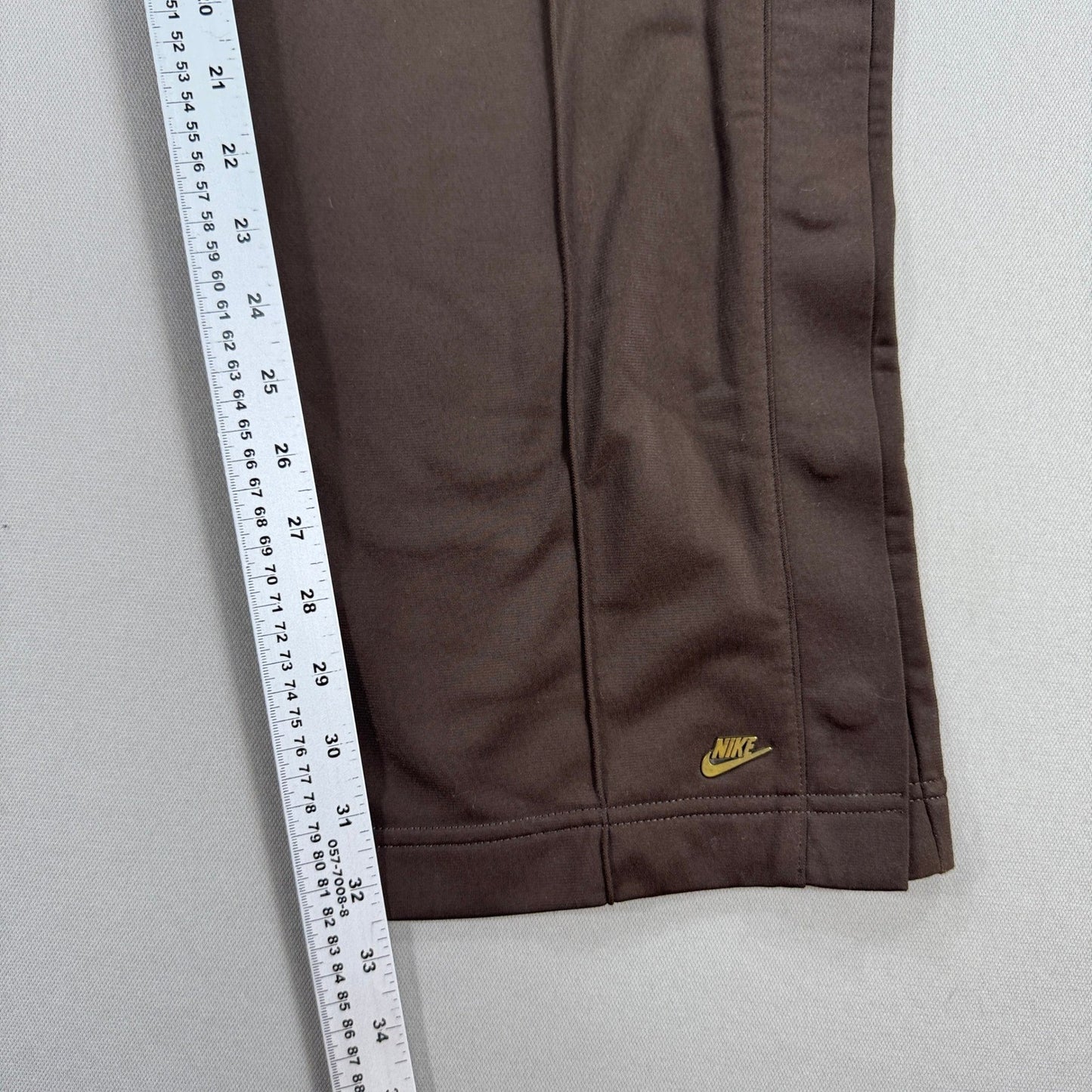 Nike Track Pants Red Tab mens Large Brown Gold Logo Sweatpants Zipped Pockets