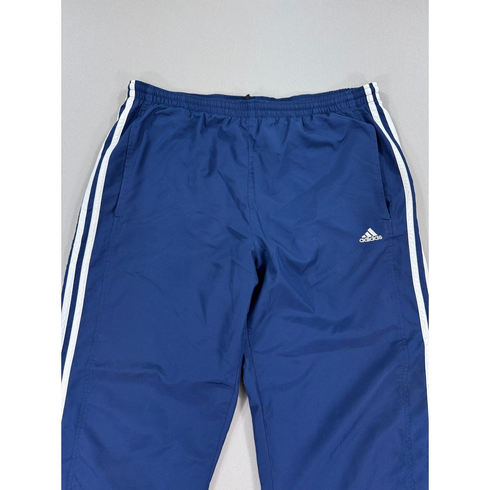VTG Adidas Baggy Track Pants 3 Stripe Zipped Ankle mens Medium Blue