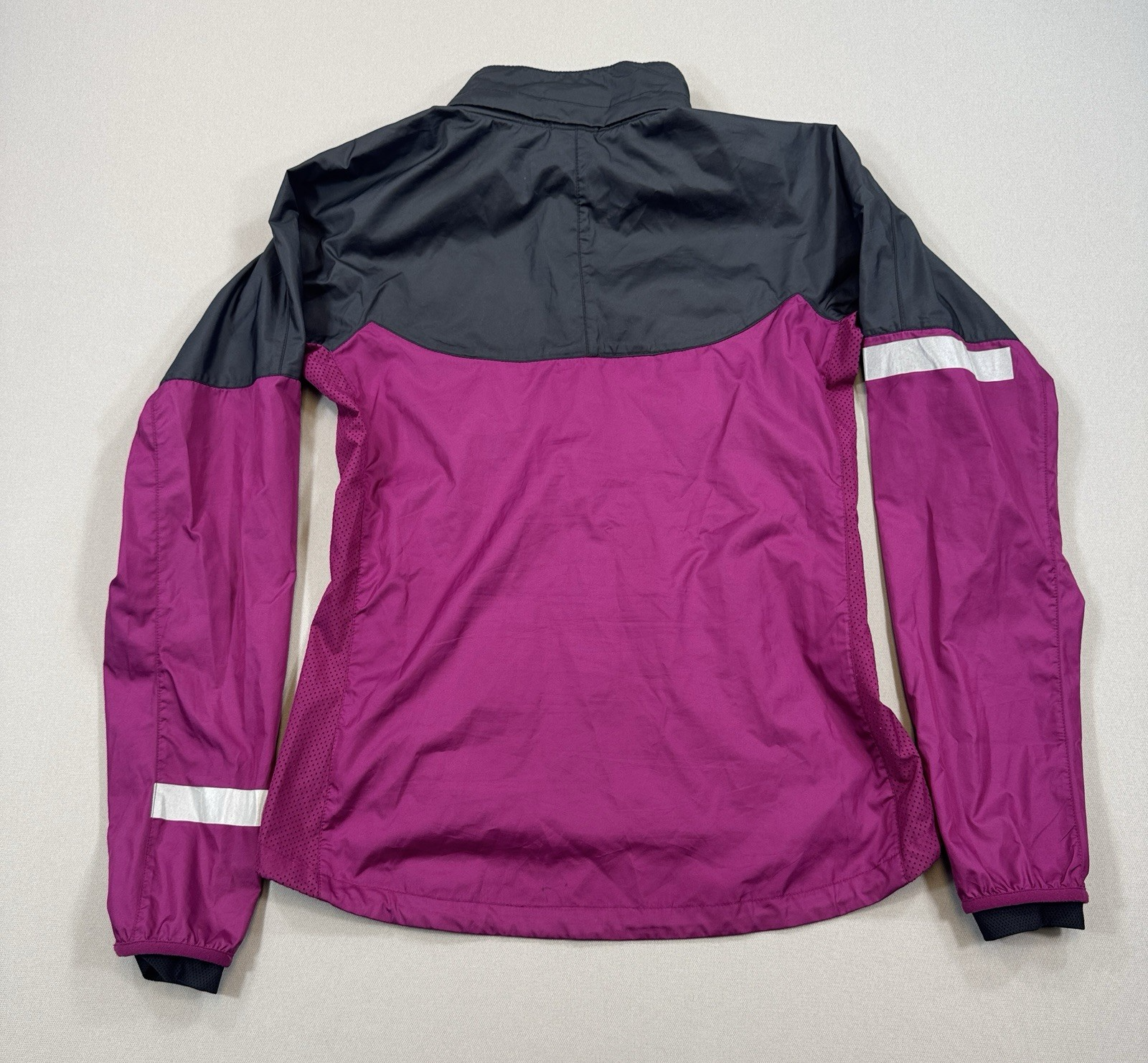 Vintage Nike Running Jacket Womens Small Purple Black Full Zip Windbreaker
