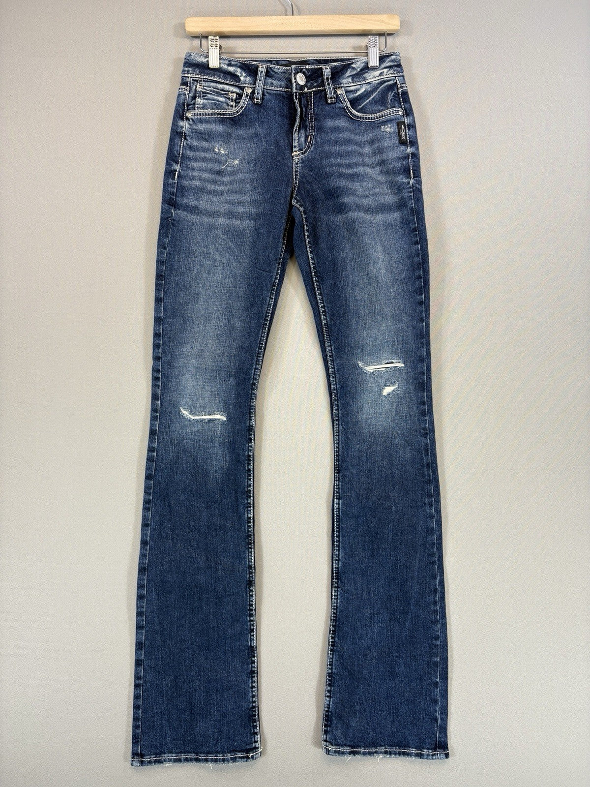 Silver Jeans Co Avery Slim Boot Jeans Womens Size 26x37 Blue Denim Ripped