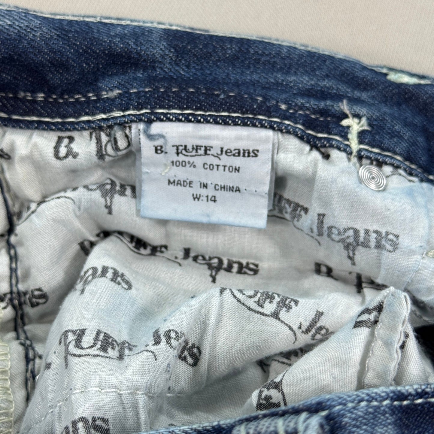 B. Tuff Jeans Revved Up mens 30x30 Blue Denim Distressed Boot Cut Medium Wash