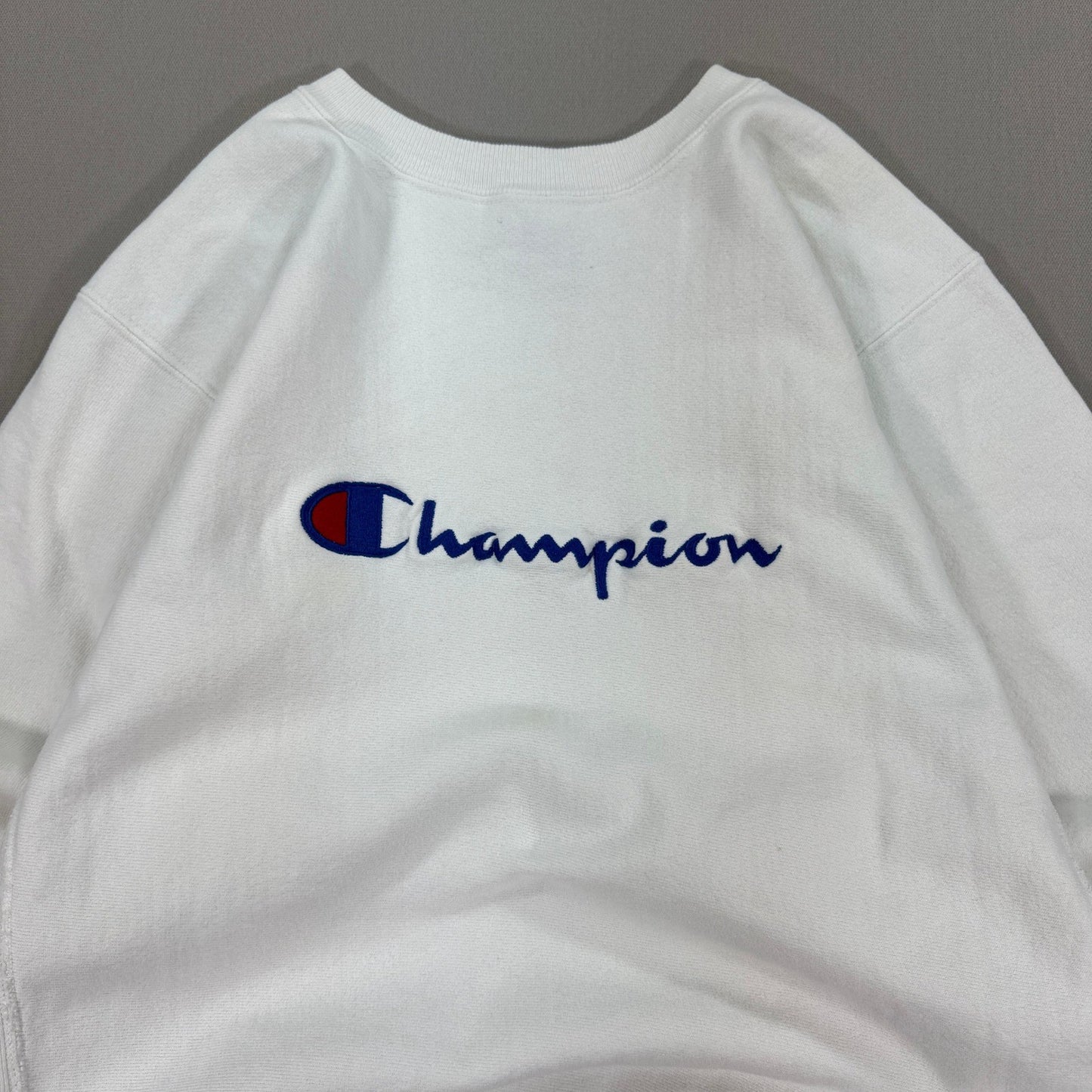 Champion Reverse Weave Sweatshirt mens Large White Embroidered Logo Made in USA