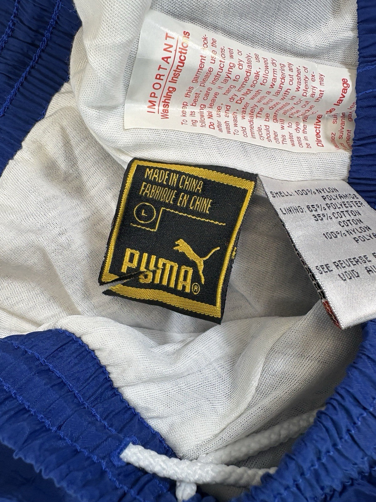 Vintage Puma Track Pants Y2K Mens Large Blue Windbreaker Sweatpants Athletic NEW