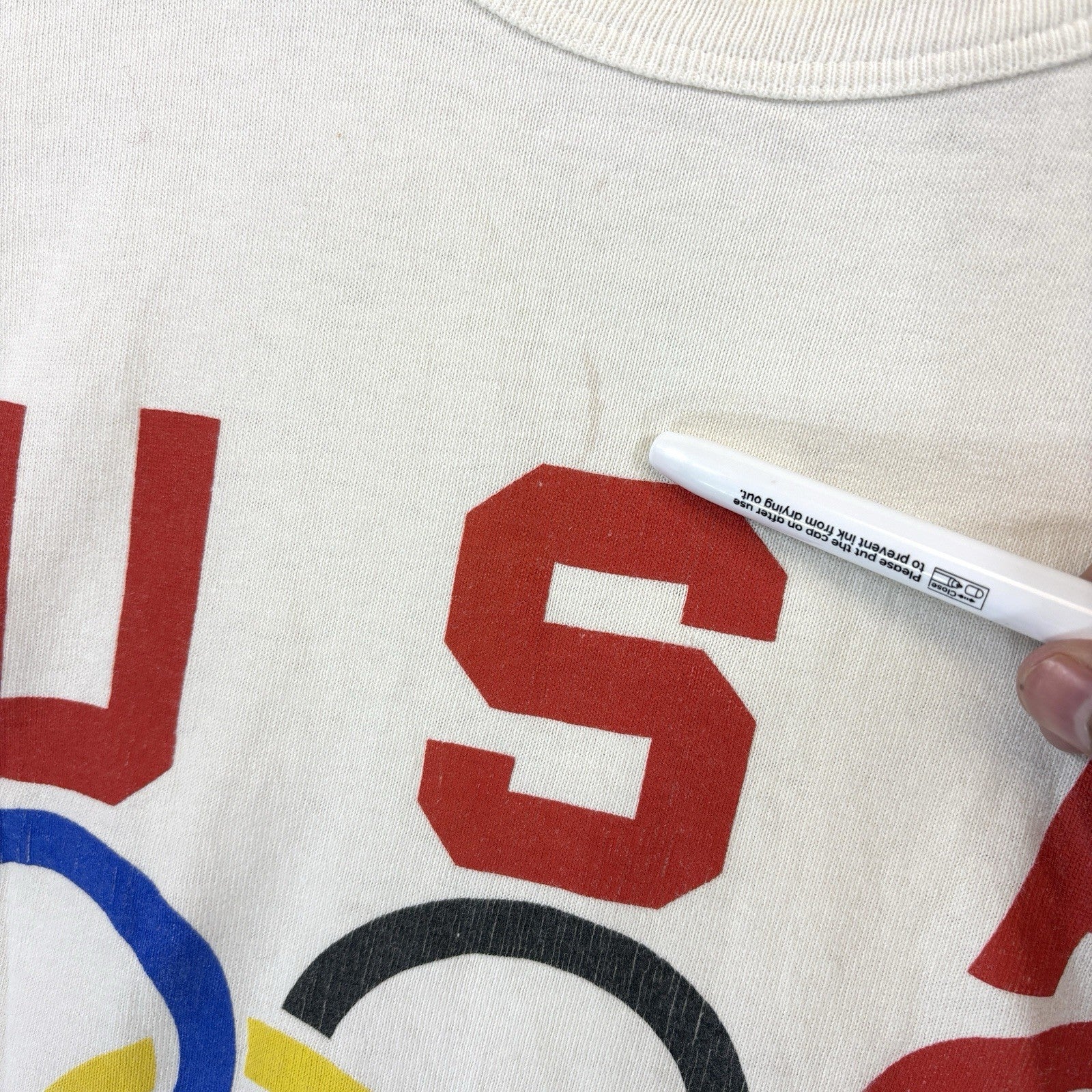 Vintage Champion USA Olympics White Shirt Men 2XL White 90s Olympic Rings