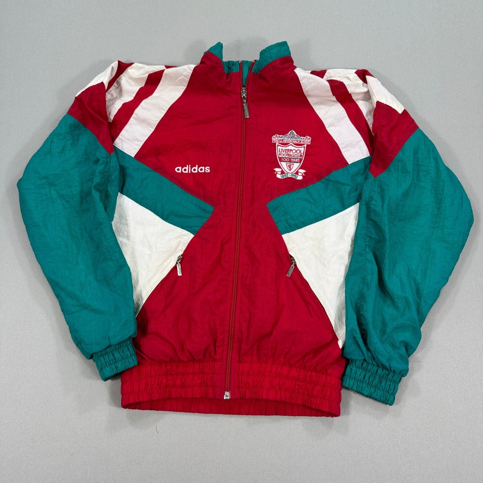 RARE Liverpool FC 1892-1992 Adidas Centenary Tracksuit Jacket Vintage 90's 2XS