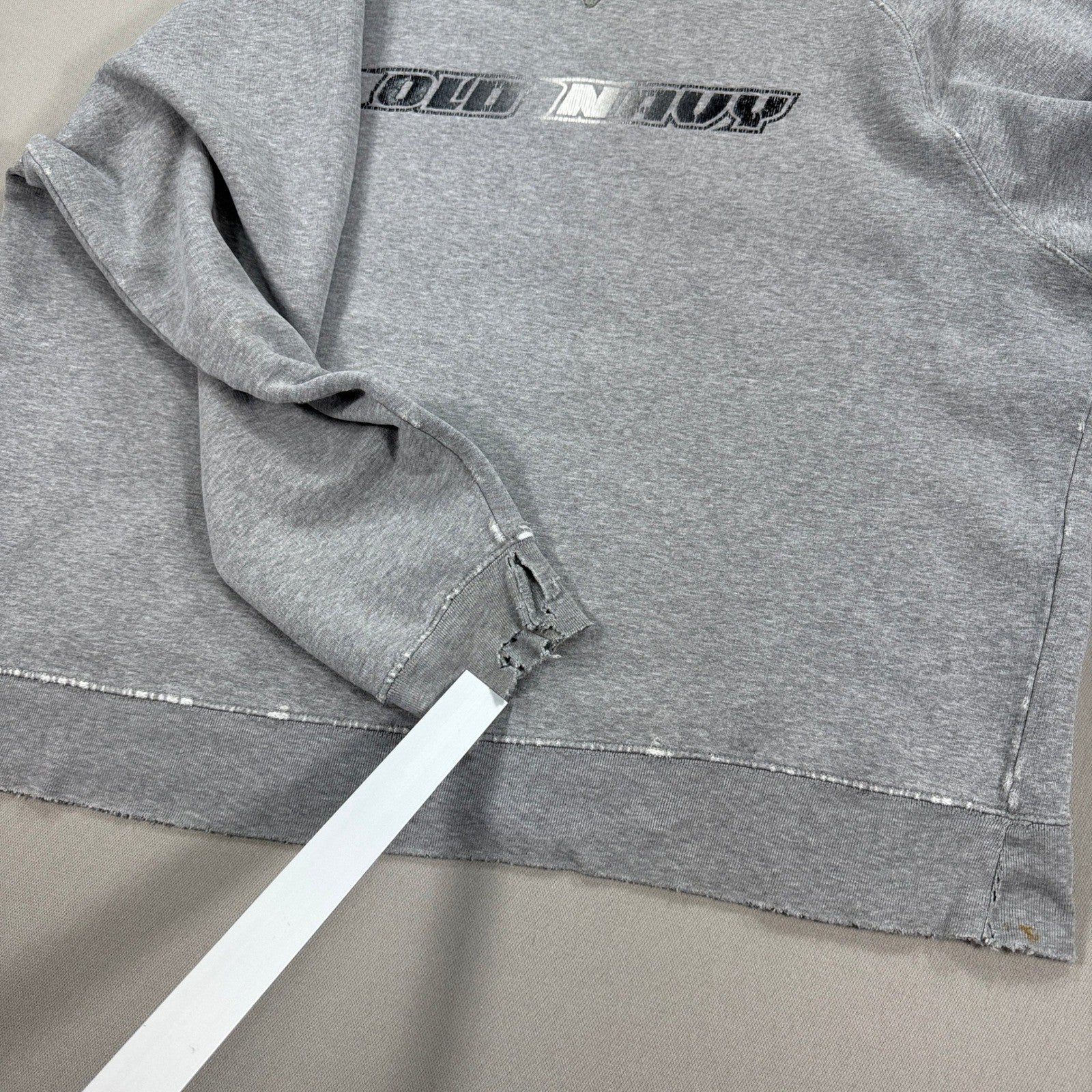 VIntage Old Navy Sweatshirt Distressed Faded Spell Out Mens 2XL Crewneck Y2K