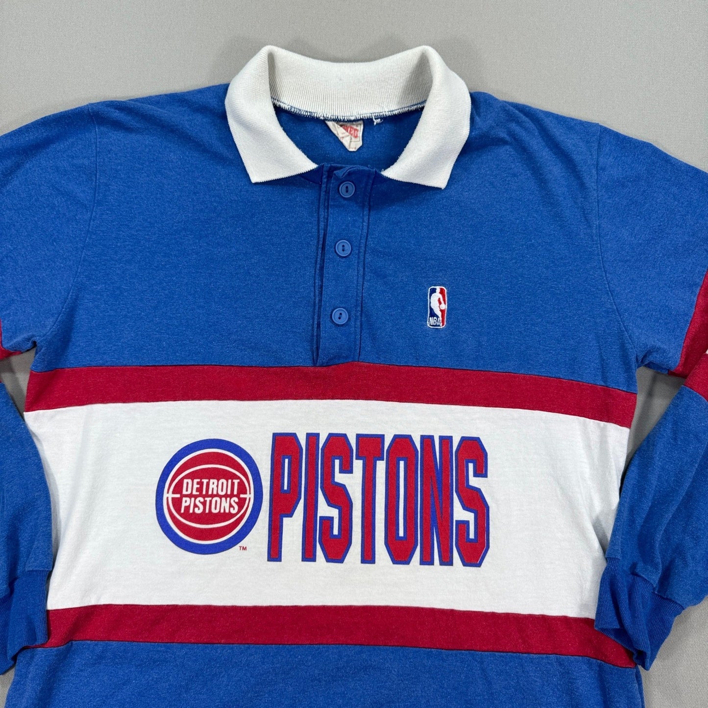 Vintage Detroit Pistons Polo Shirt Nutmeg Mills mens Large Basketball