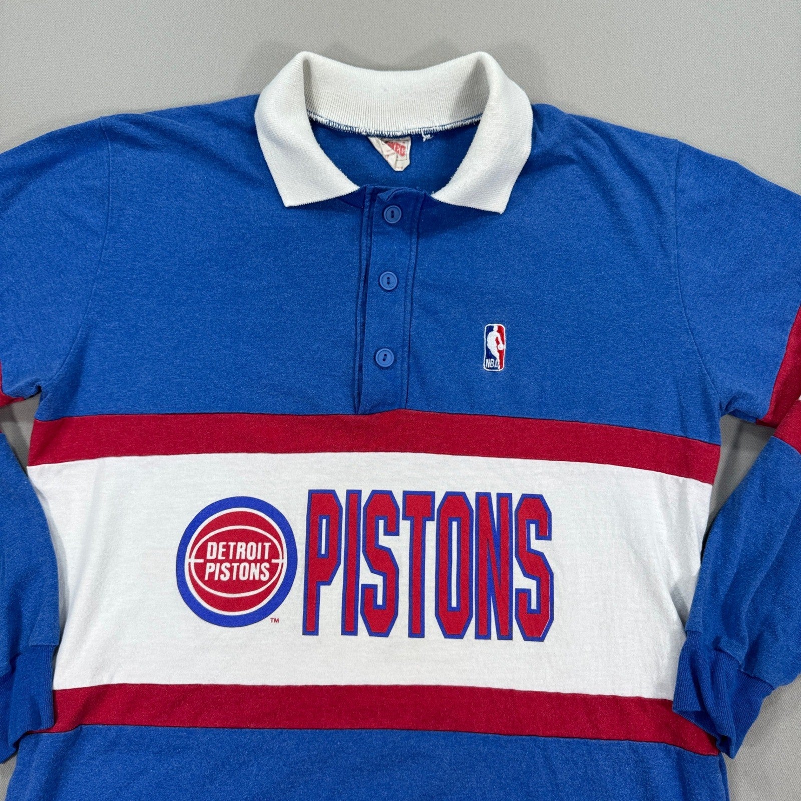 Vintage Detroit Pistons Polo Shirt Nutmeg Mills mens Large Basketball
