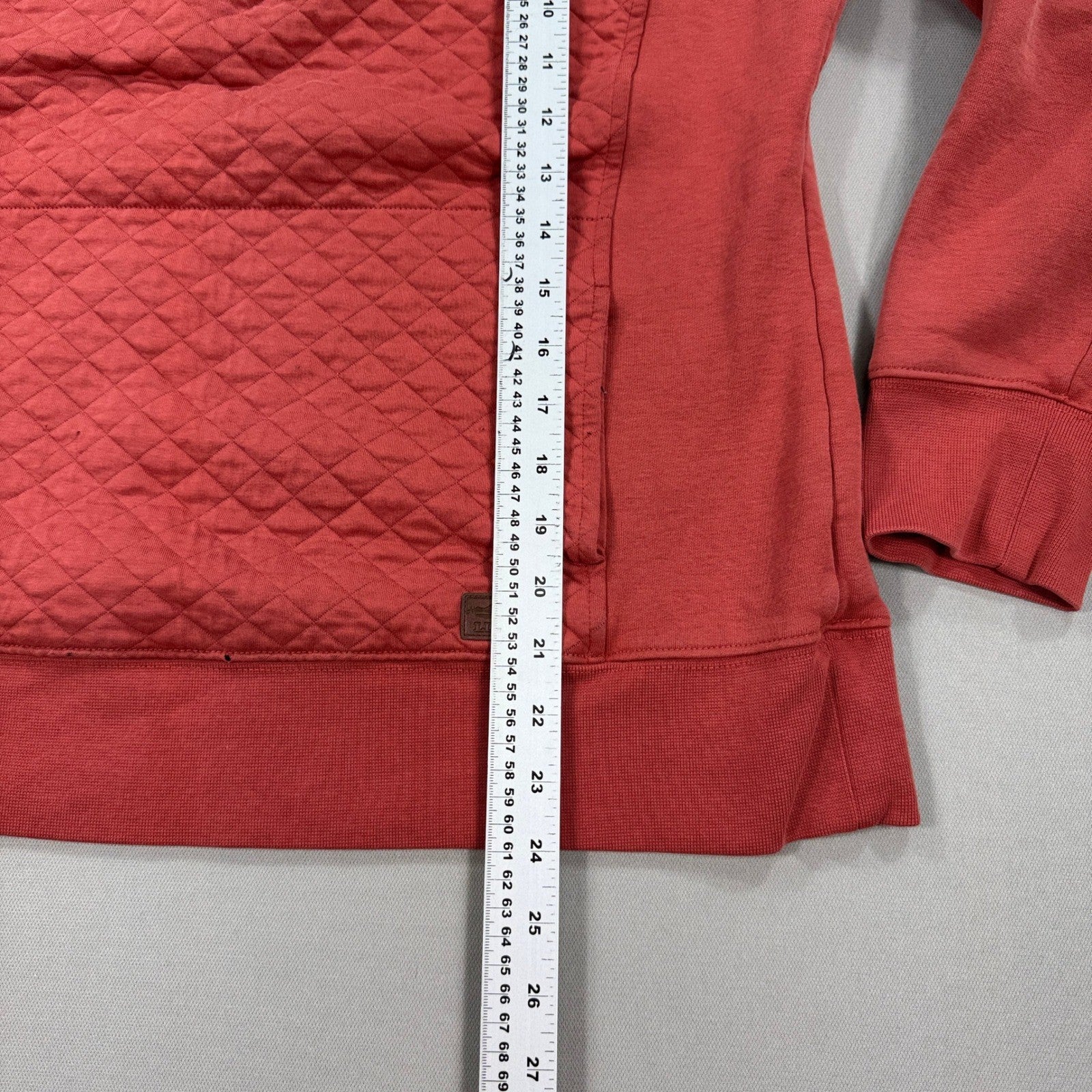 LL Bean Quilted Pullover Womens Medium Quarter Zip Red Long Sleeve
