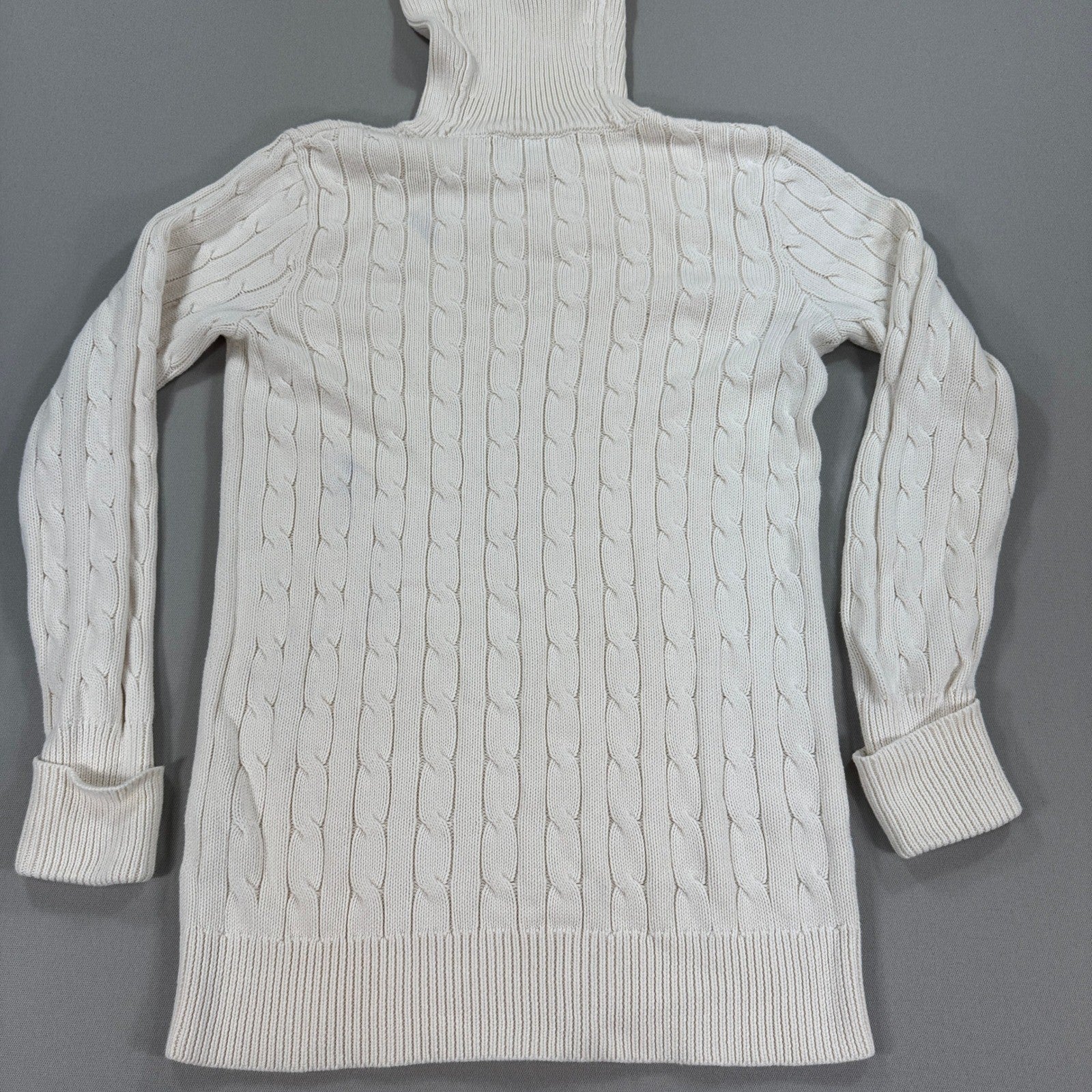 Polo Ralph Lauren Cable Knit Turtleneck Sweater Ivory Classic Womens Medium