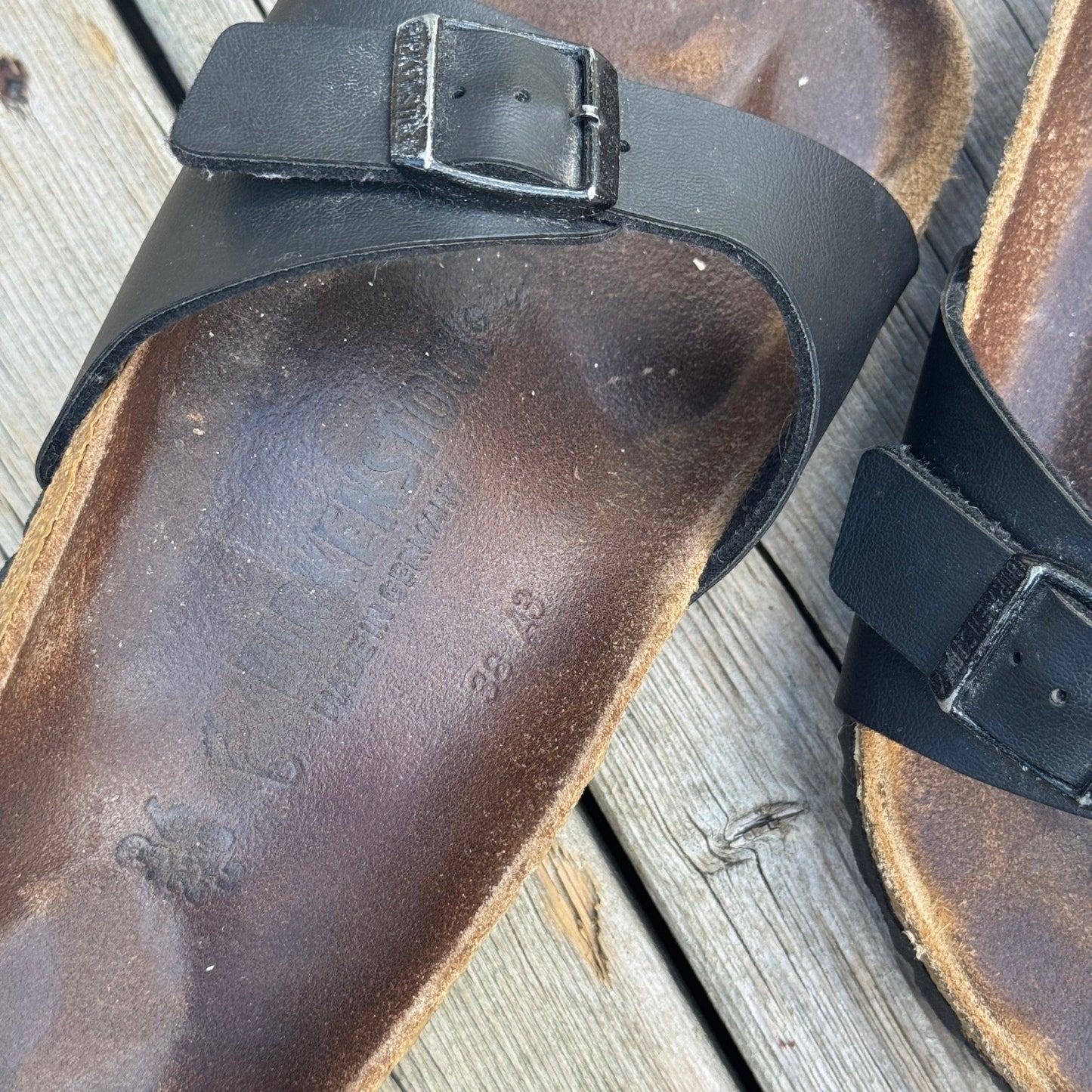 Birkenstock US 8 Madrid One Strap Black Slip On Slides Sandals Womens 36