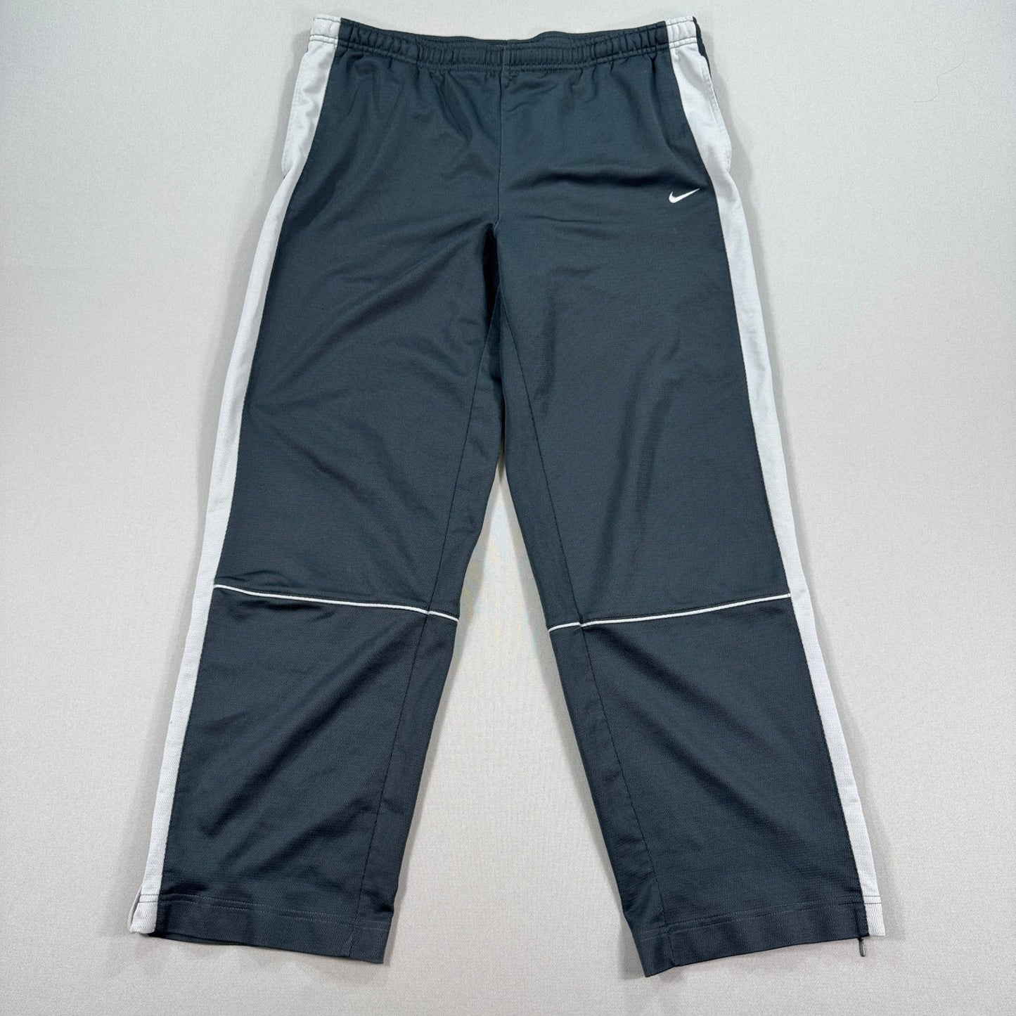 Vintage Nike Gray Track Pants mens XL White Stripe Zipper Hem Jogger Training
