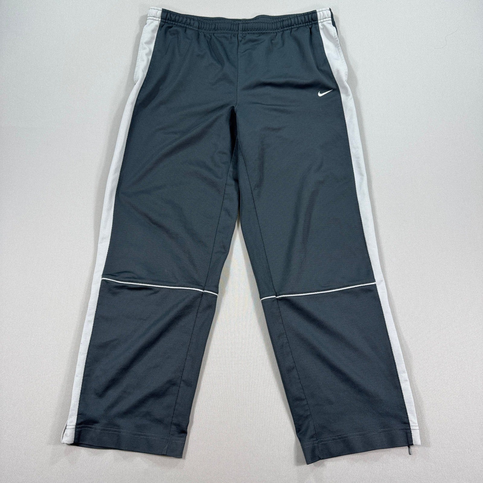 Vintage Nike Gray Track Pants mens XL White Stripe Zipper Hem Jogger Training