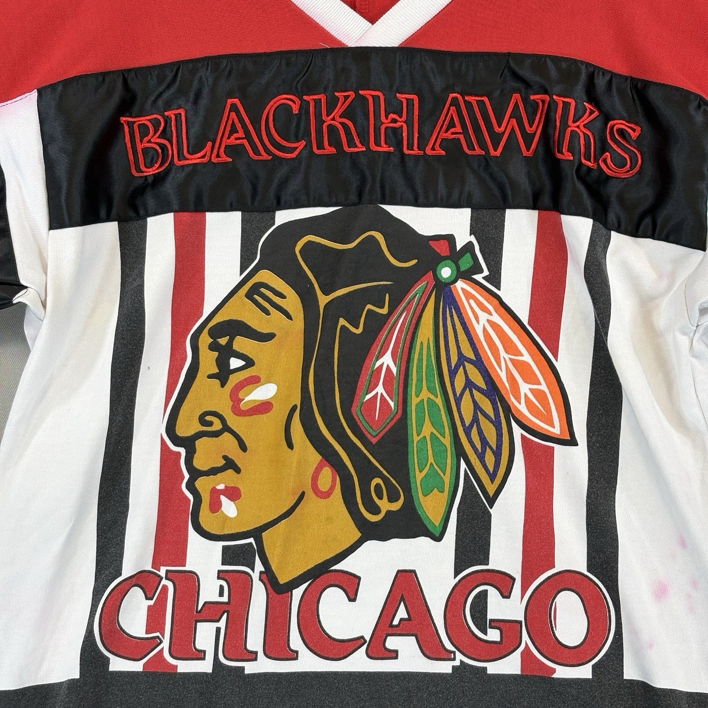 Vintage Rare Starter NHL Chicago Blackhawks 3/4 Sleeve Shirt Mens Large