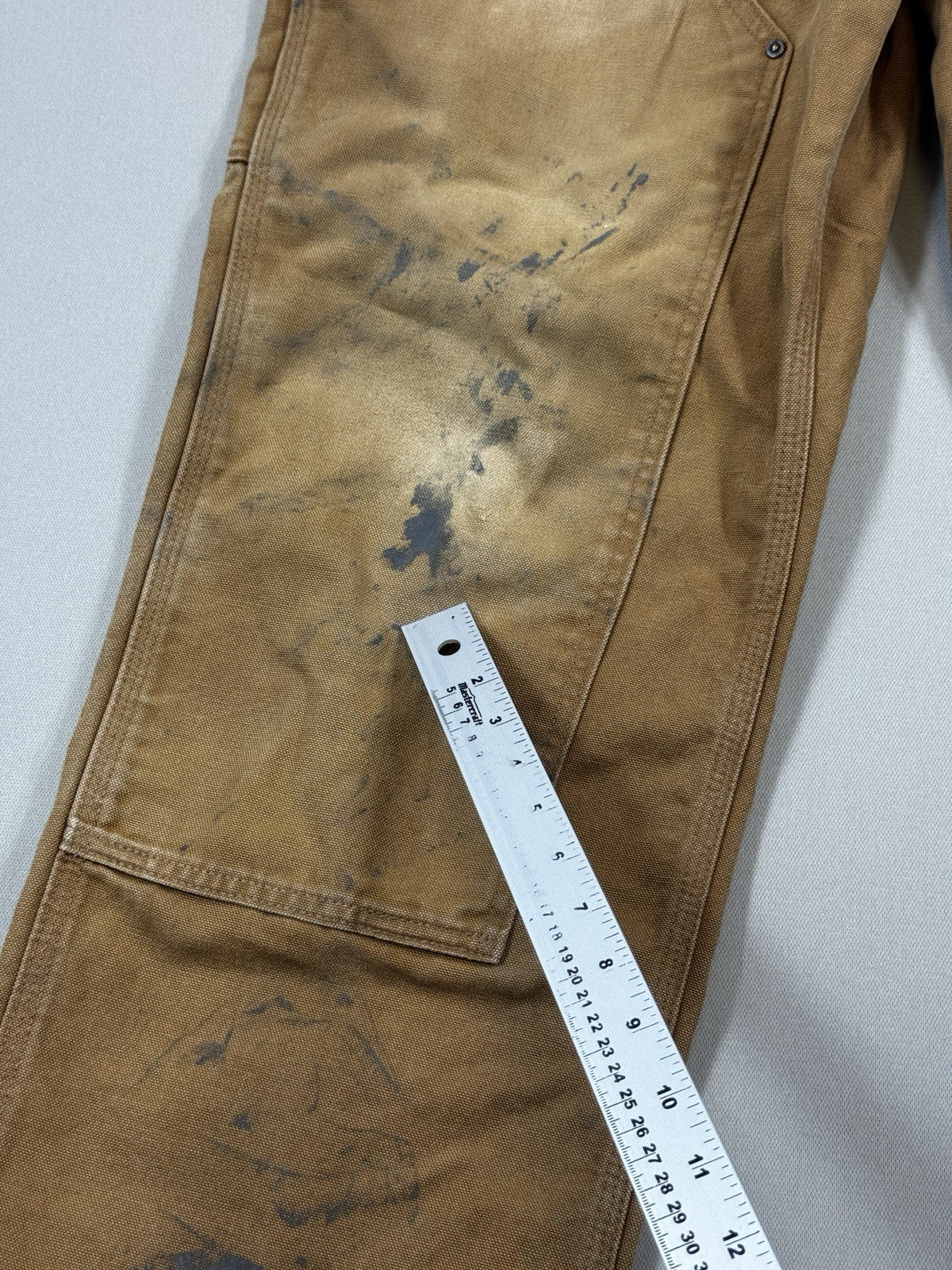VTG Carhartt Pants Double Knee Carpenter mens 33x32 Brown Distressed Made in US