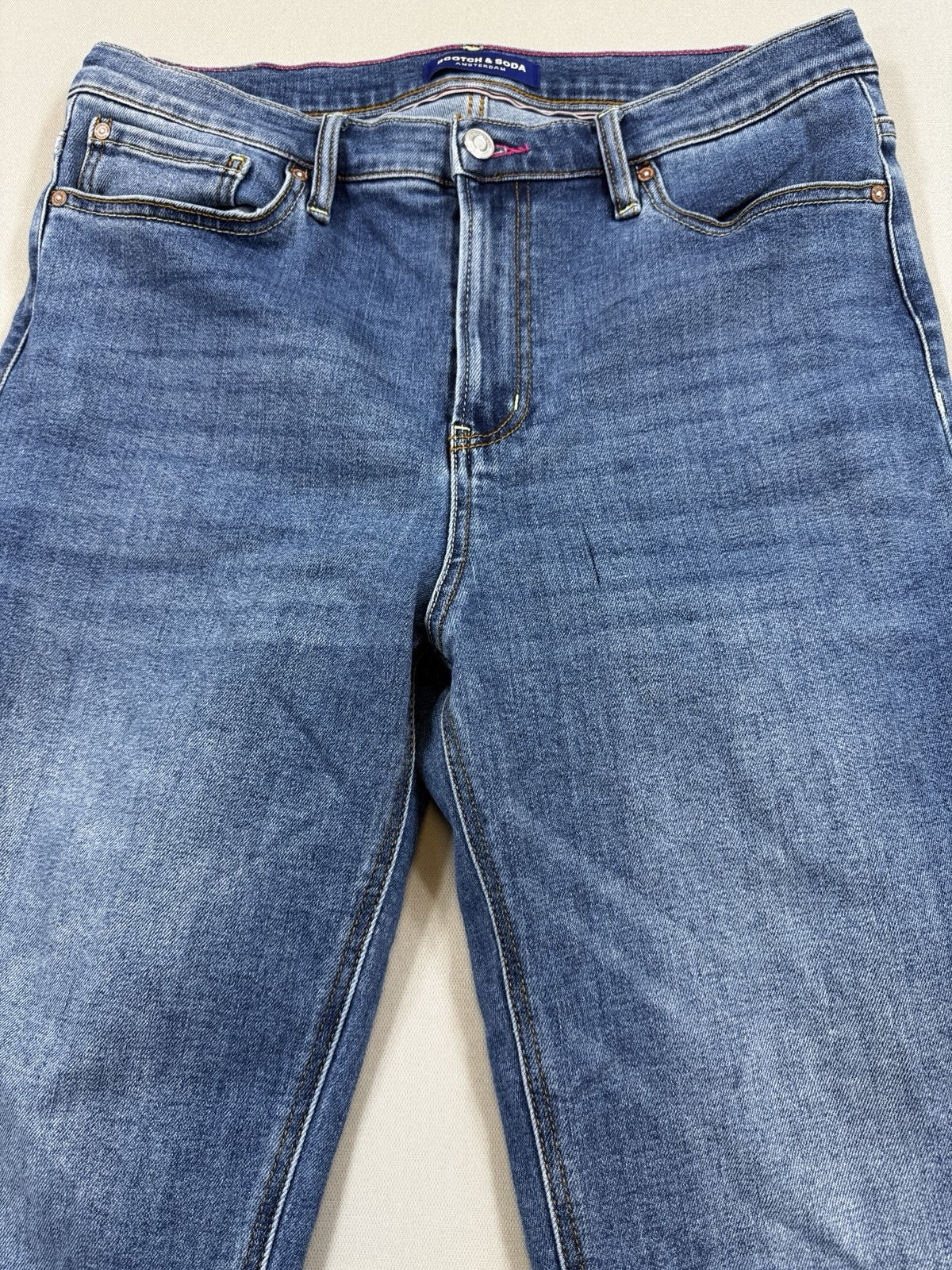 Scotch & Soda Amsterdam Jeans Womens Size 12 Blue Denim Loose Fit Tapered Baggy