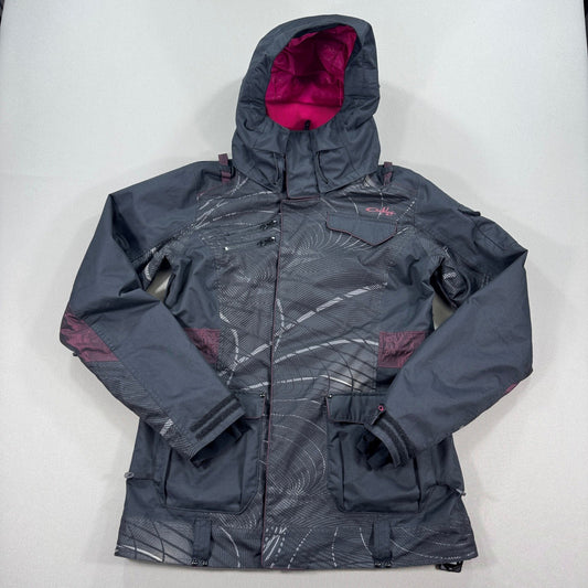 Oakley Snowboard Coat Anorak Fit Hooded Womens Large Gray Pink Insulated
