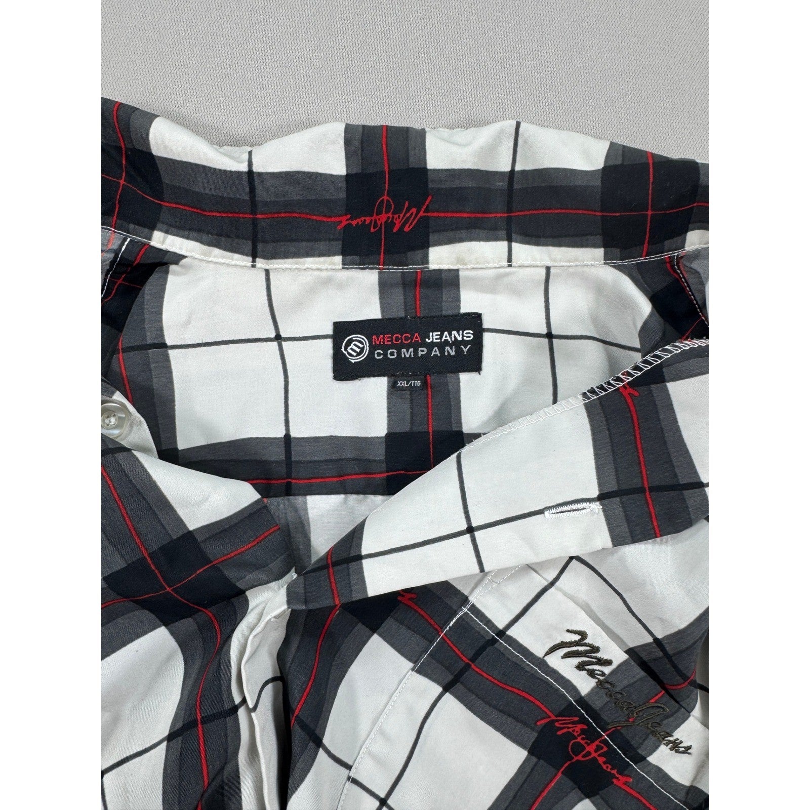 Mecca Jeans Company Shirt Button Up Short Sleeve Multicolor Plaid mens 2XL