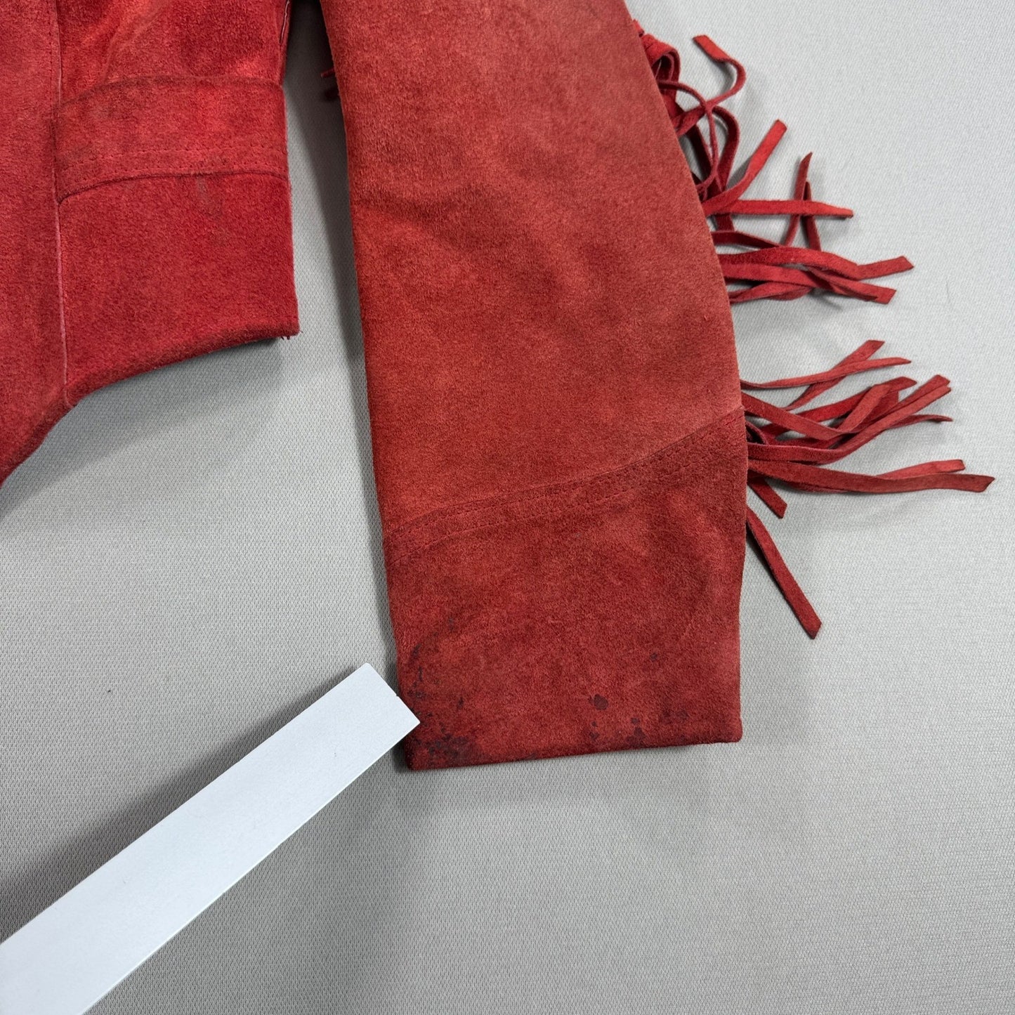 Vintage Pioneer Wear Suede Fringe Jacket Womens Sz 8 Red Cropped Western 70s/80s