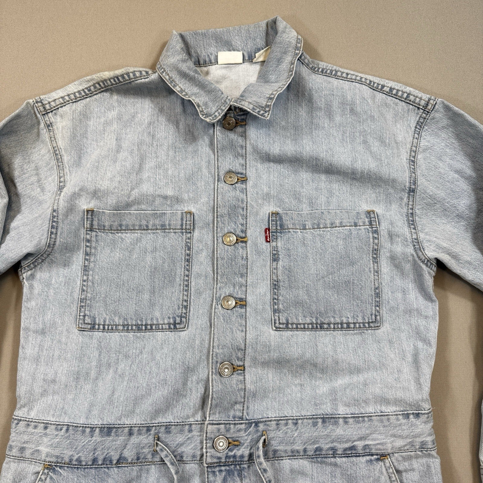 Levi's Iconic Jumpsuit Womens Small Light Wash Denim Coverall Utility Relaxed