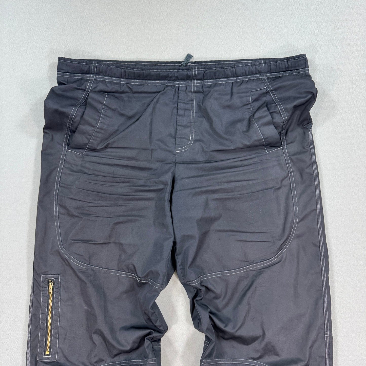 Vintage Nike Nylon Track Pants Wide Leg mens Large Windbreaker Drawstring Black