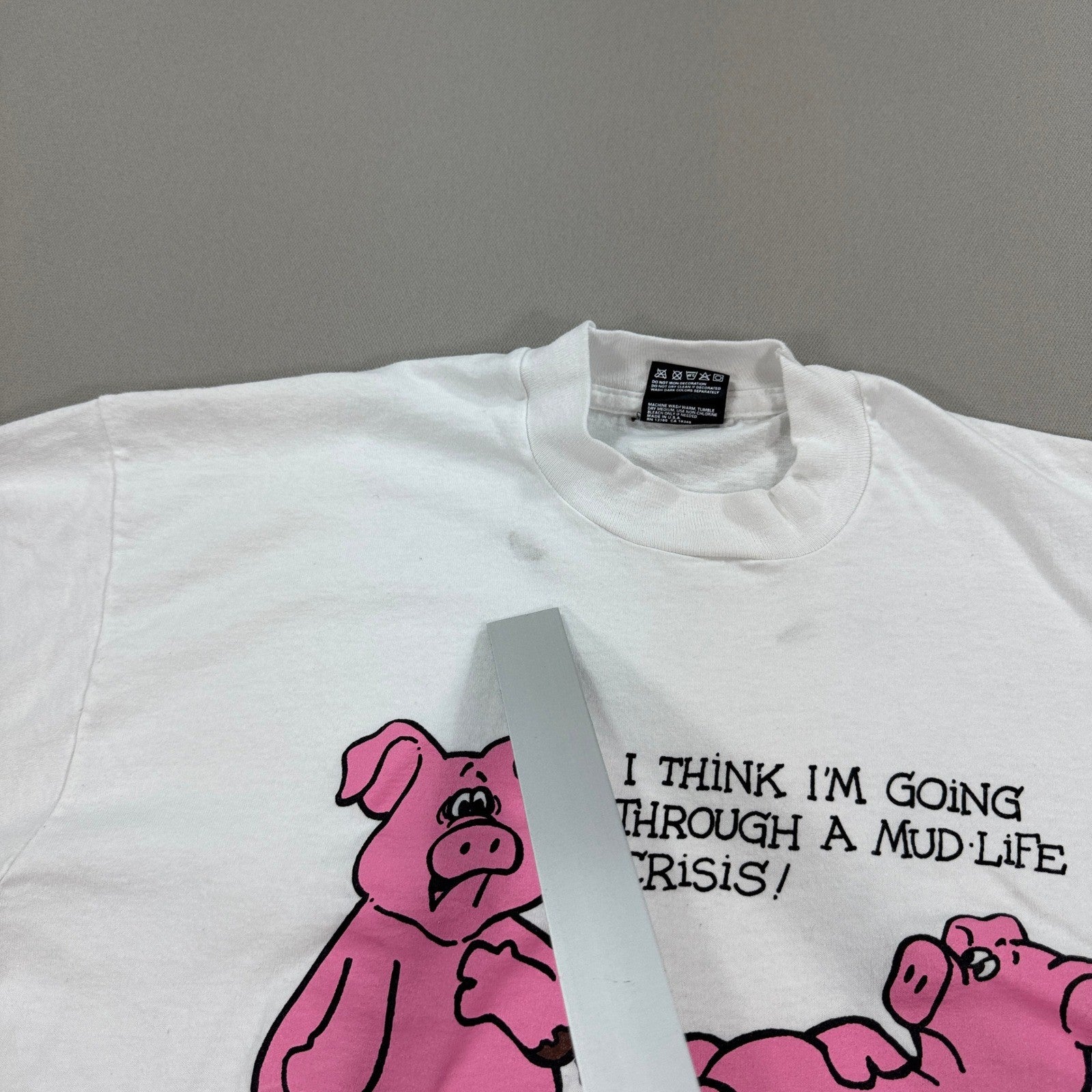 Vintage 1991 Mudlife Crisis Funny Graphic Tee Large Single Stitch Made In USA