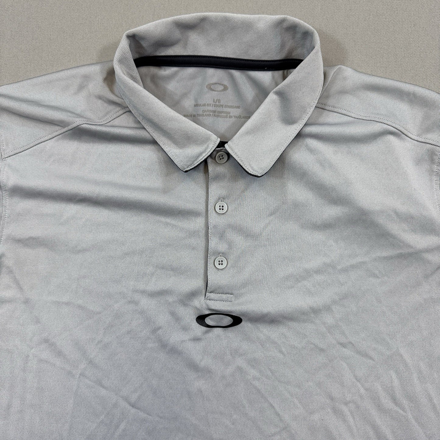 Oakley Velocity Golf Polo Shirt mens Large Stone Gray Performance Top