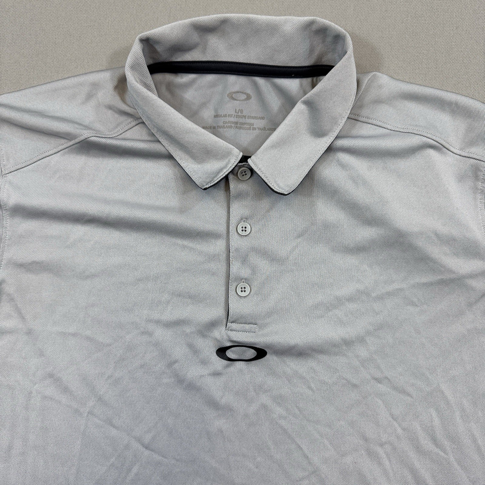 Oakley Velocity Golf Polo Shirt mens Large Stone Gray Performance Top