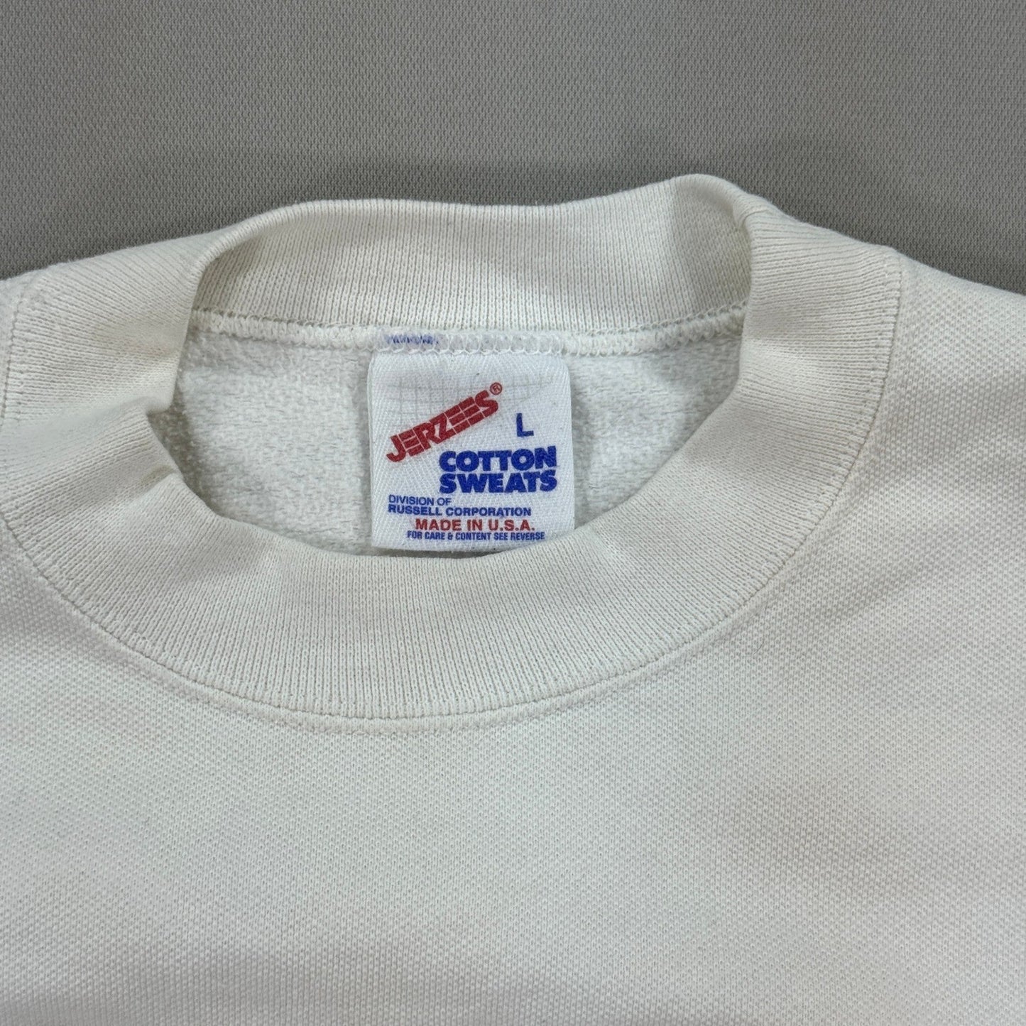 Vintage Jerzees Panama Canal Sweatshirt mens Large White Made in USA Crewneck