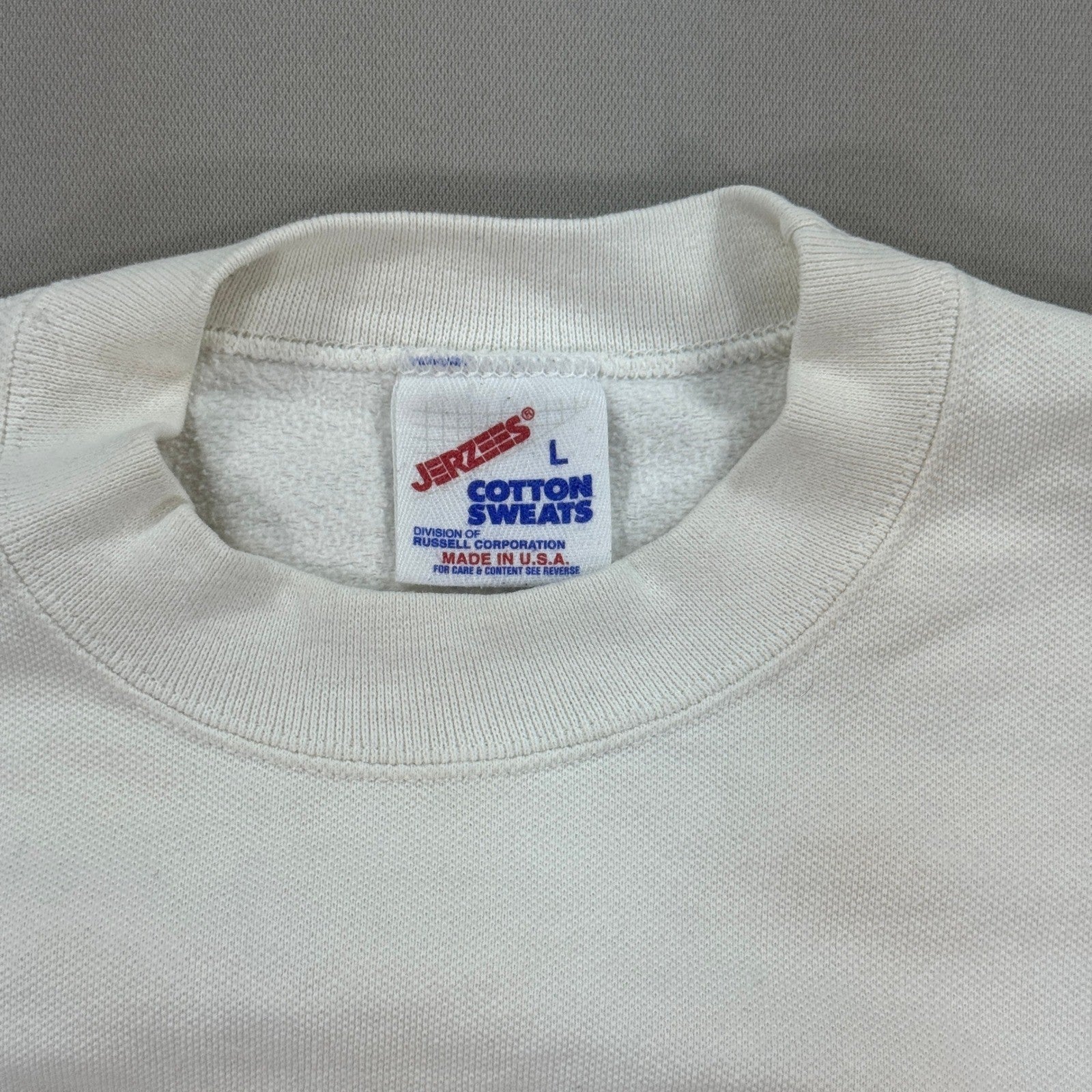 Vintage Jerzees Panama Canal Sweatshirt mens Large White Made in USA Crewneck
