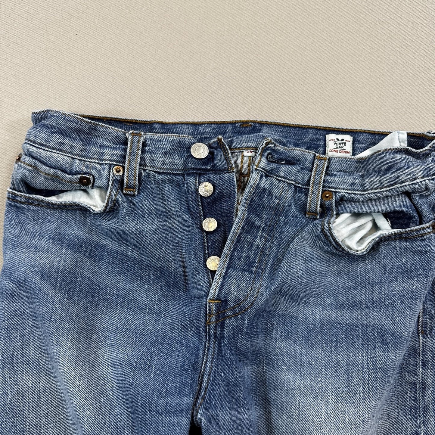 Levi's White Oak Cone Denim 501 Jeans mens 29x26 Cut Off Button Fly