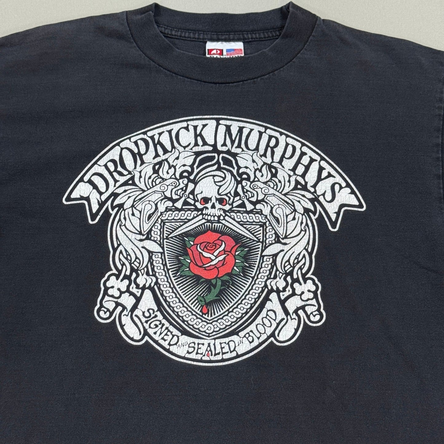 Dropkick Murphys Signed & Sealed in Blood T-Shirt mens XL Black Faded Thrashed