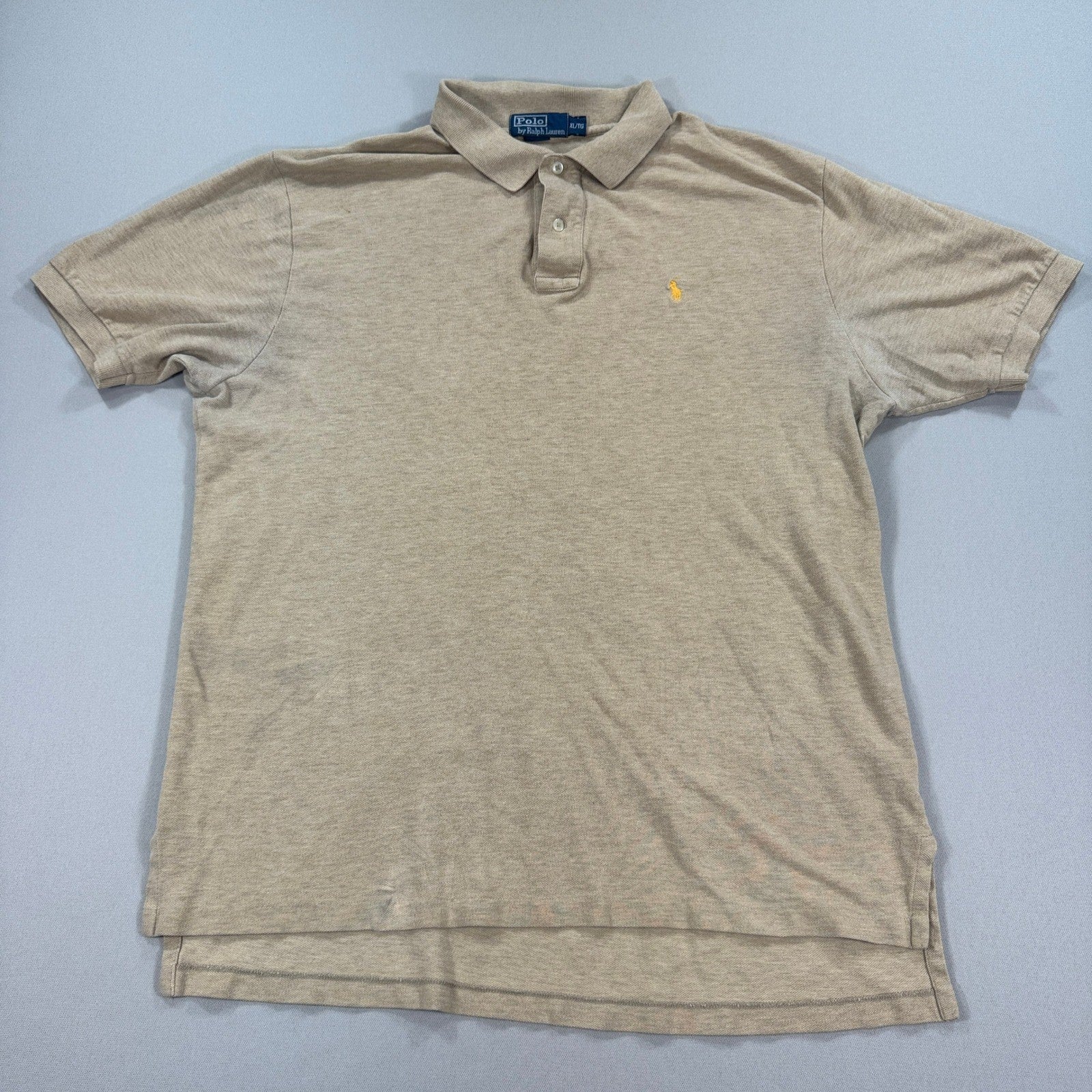 Polo Ralph Lauren Polo Shirt mens XL Beige Classic Fit Short Sleeve Small Pony