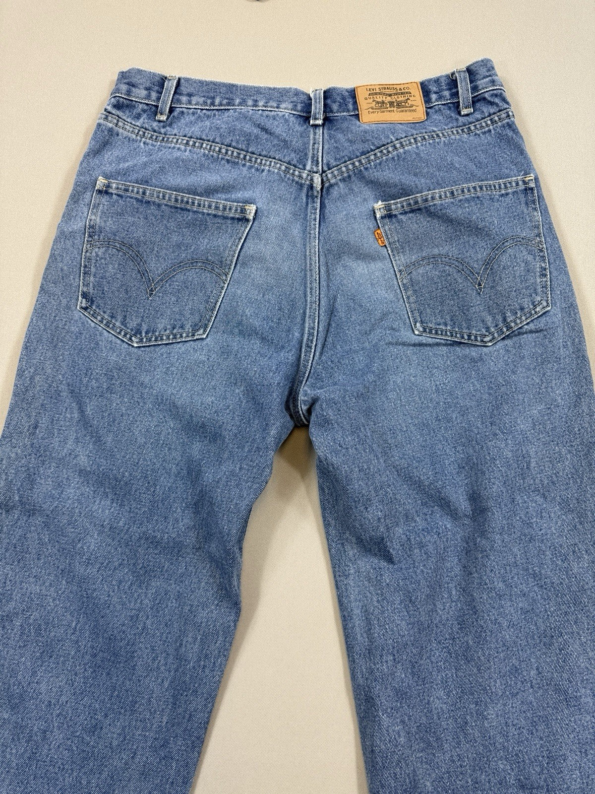 VTG Baggy Levi's Original Jeans Orange Tab Mens 36x32 Blue Denim Distressed