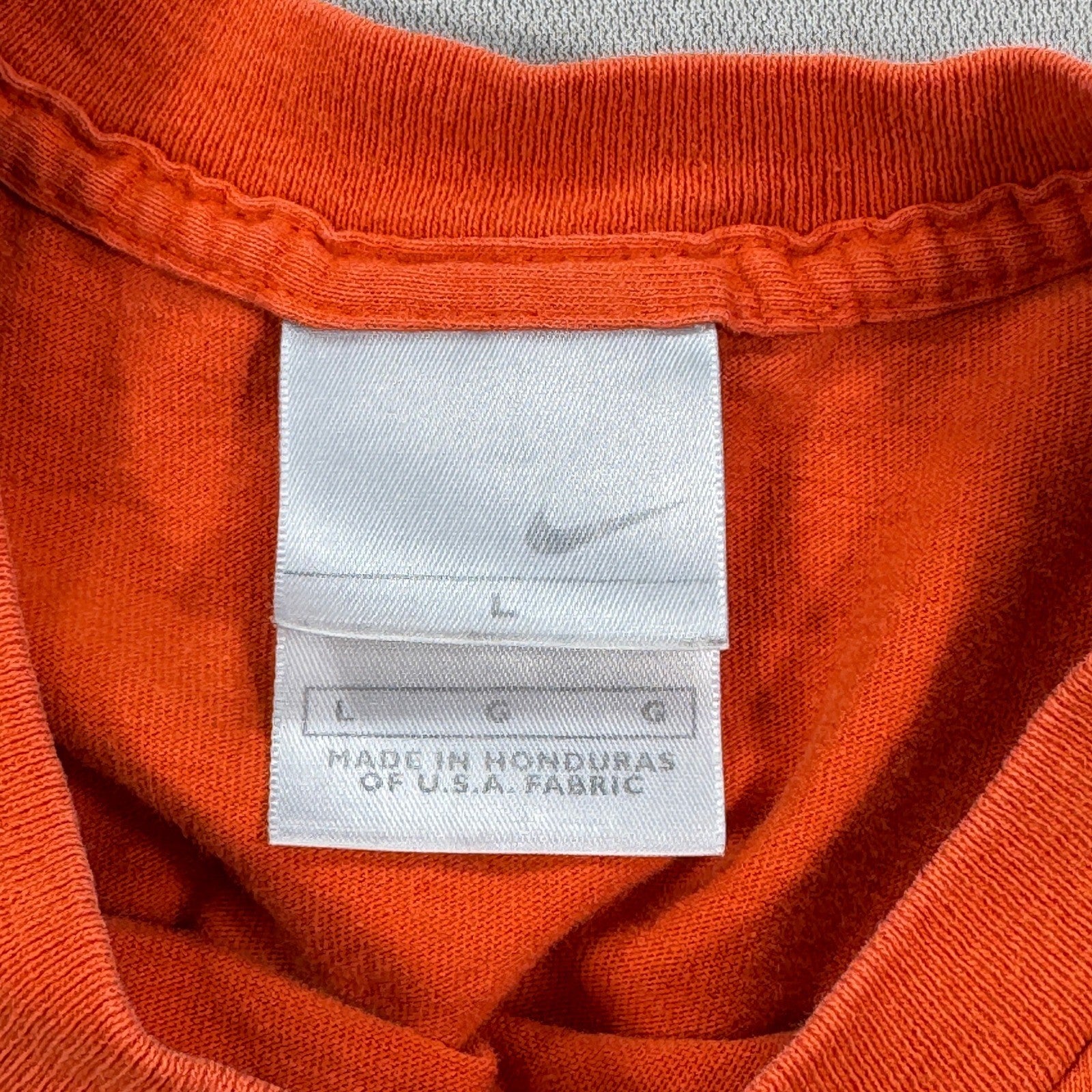 Vintage Y2K Nike T-Shirt mens Large Orange Center Big Swoosh Spell Out Athletic