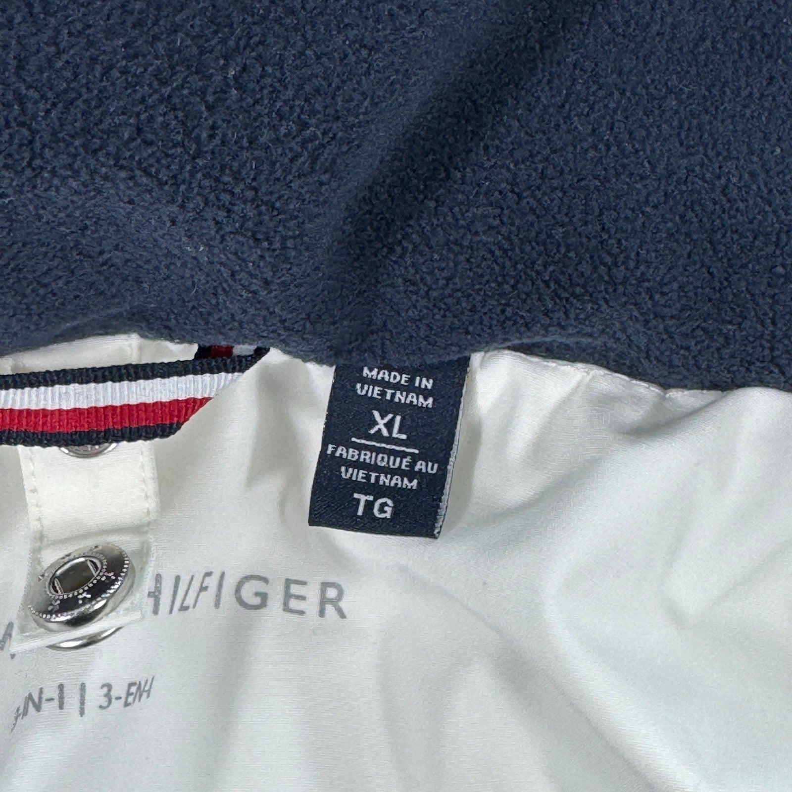 Tommy Hilfiger Windbreaker Coat White Quilted Lined Hooded Womens XL