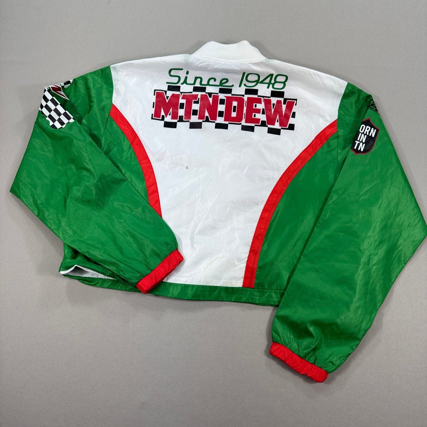 Mountain Dew Bomber Jacket Womens Large Crop Lightweight Windbreaker