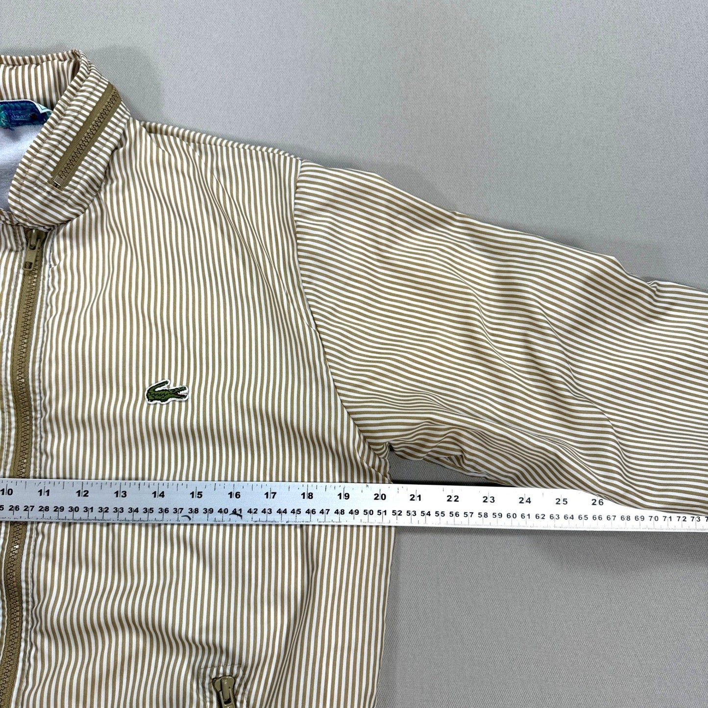 VTG 70s Izod Lacoste Jacket Medium Striped Lined Full Zip Removable Hood RARE