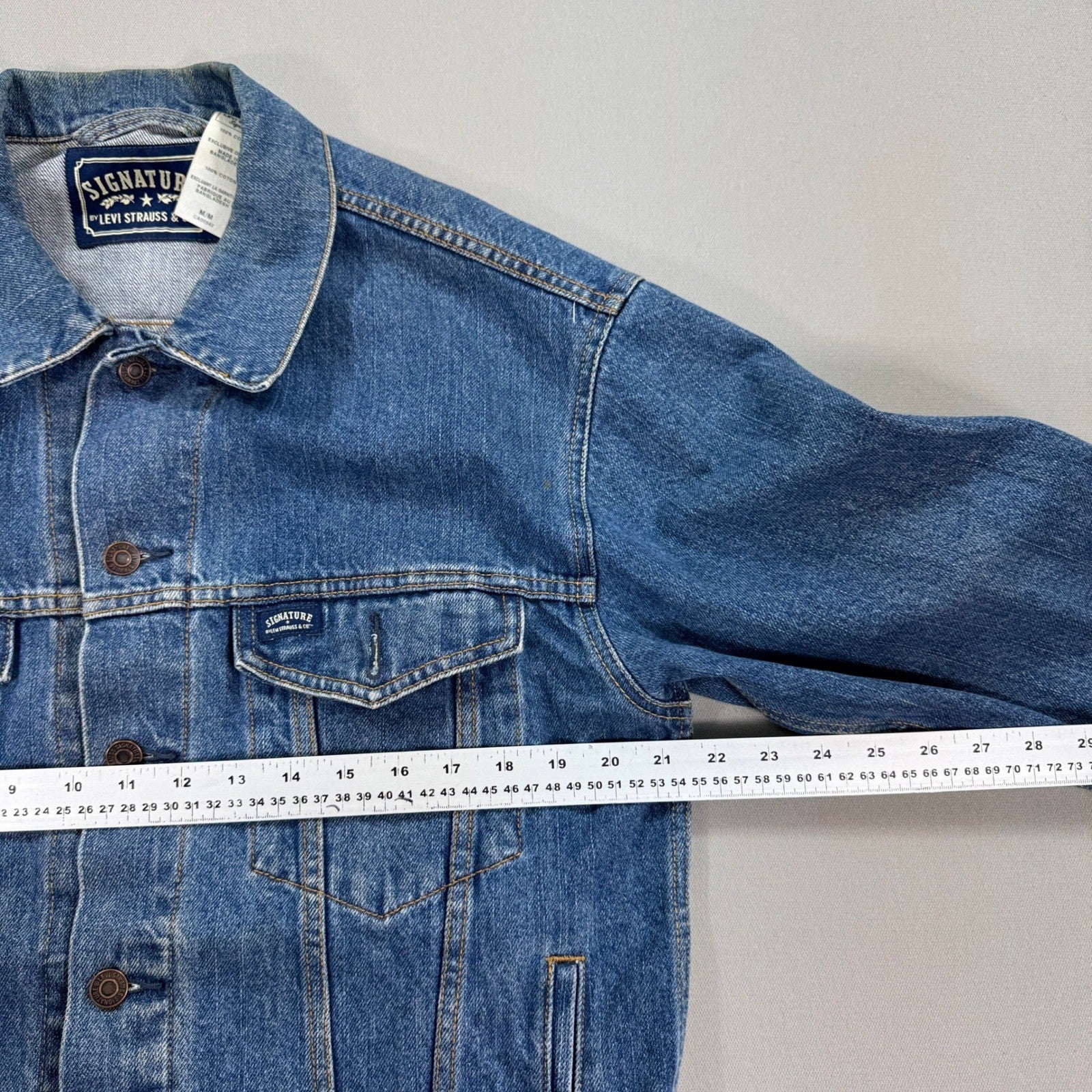 Levi Strauss Signature Trucker Jean Jacket mens Medium Blue Denim Classic Fit