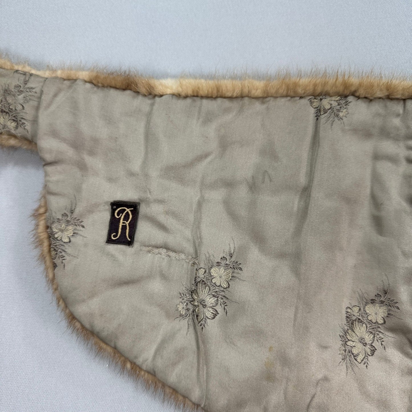 Vintage Reid & Forte Mink Fur Collar Shawl Brown Womens Elegant