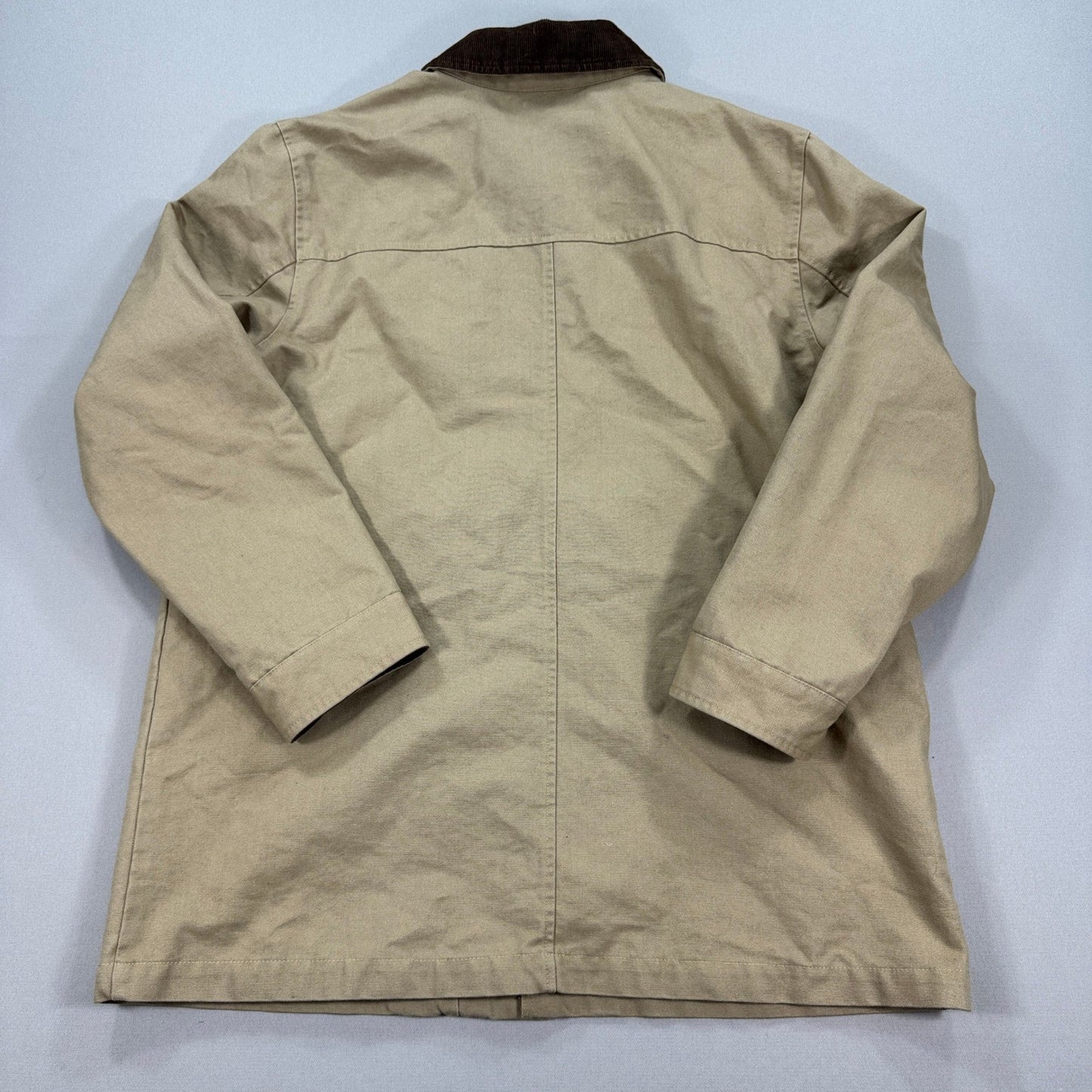 Eddie Bauer Chore Field Jacket mens XL Beige Button Down Lined Corduroy Collar