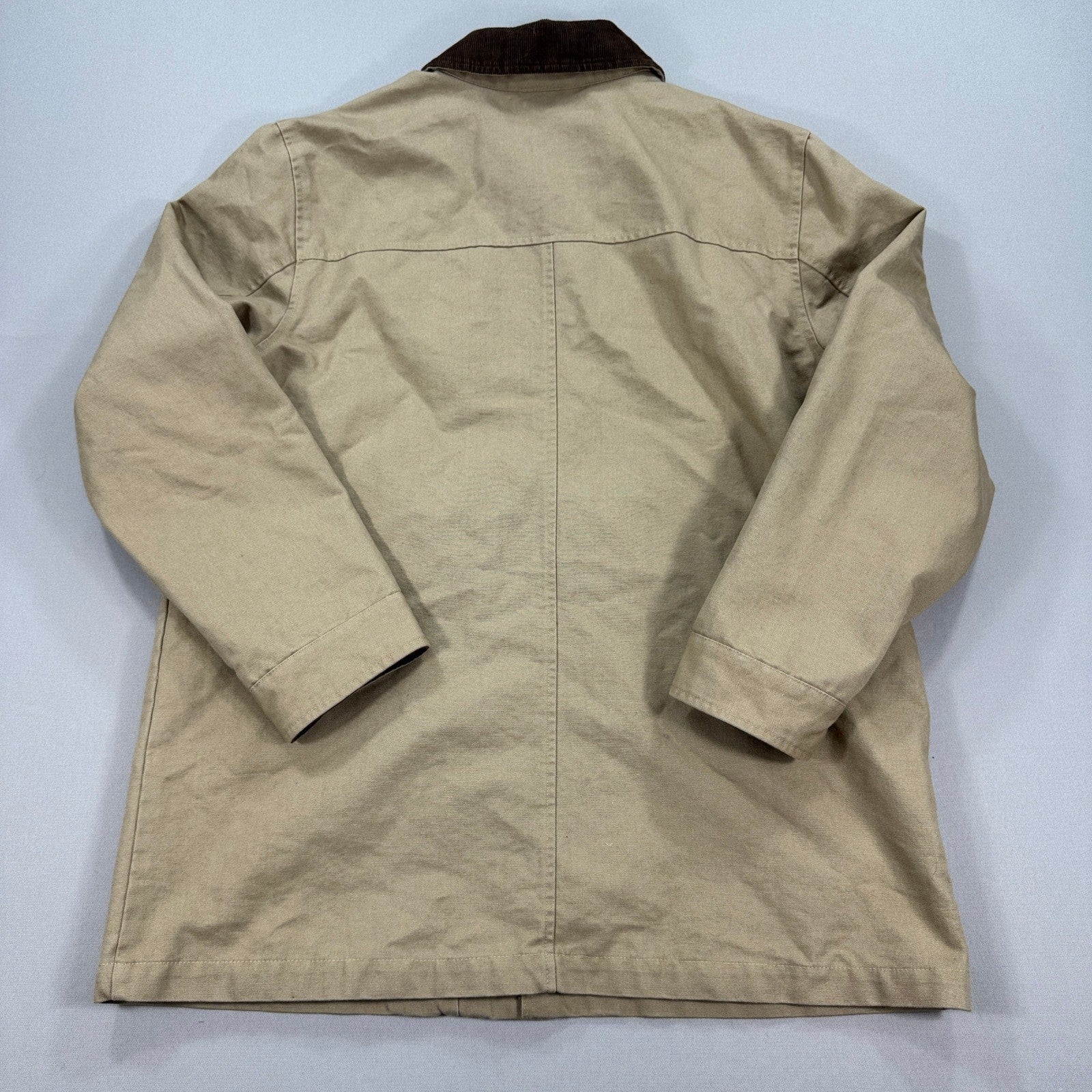 Eddie Bauer Chore Field Jacket mens XL Beige Button Down Lined Corduroy Collar