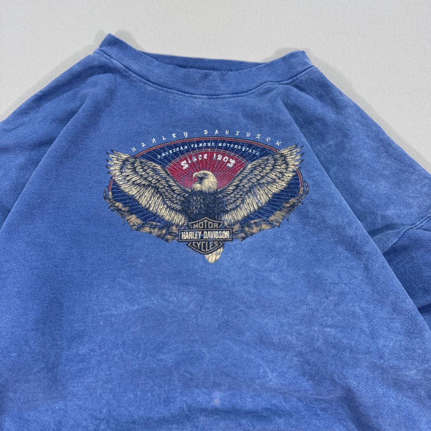 Vintage 90's Harley Davidson Sweatshirt Motorcycles Eagle Logo mens 2XL Blue