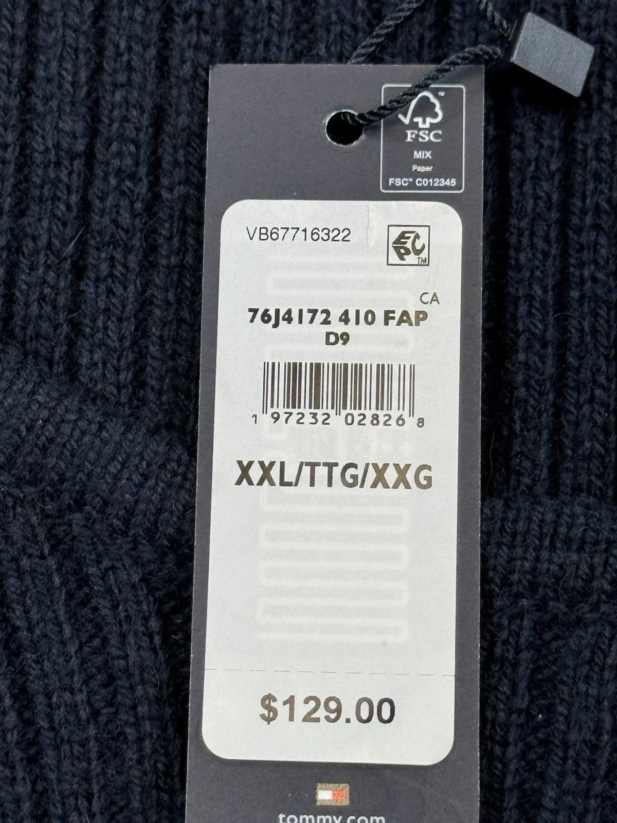 Brand New Tommy Hilfiger Cable Knit Mini Jumper Dress Womens 2XL Navy Blue