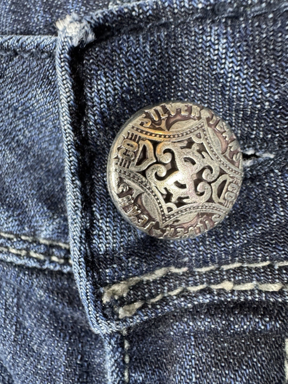 Silver Jeans Suki Slim Beaded Y2K Blue Distressed Womens 27x31