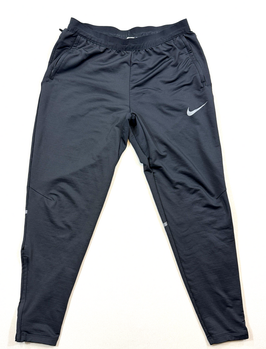 Nike Dri-Fit Track Pants mens Large Black Joggers Zipped Ankles Swoosh Tapered