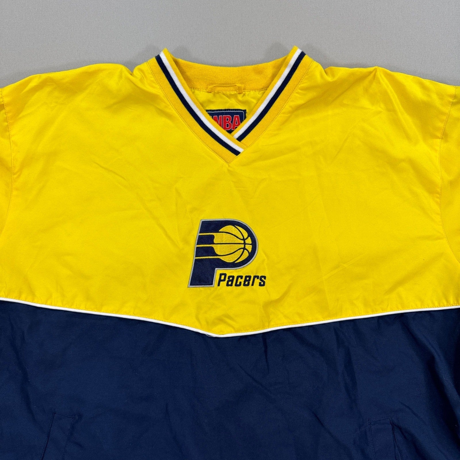 Vintage NBA Indiana Pacers Pullover Windbreaker Jacket mens XXL Yellow Blue