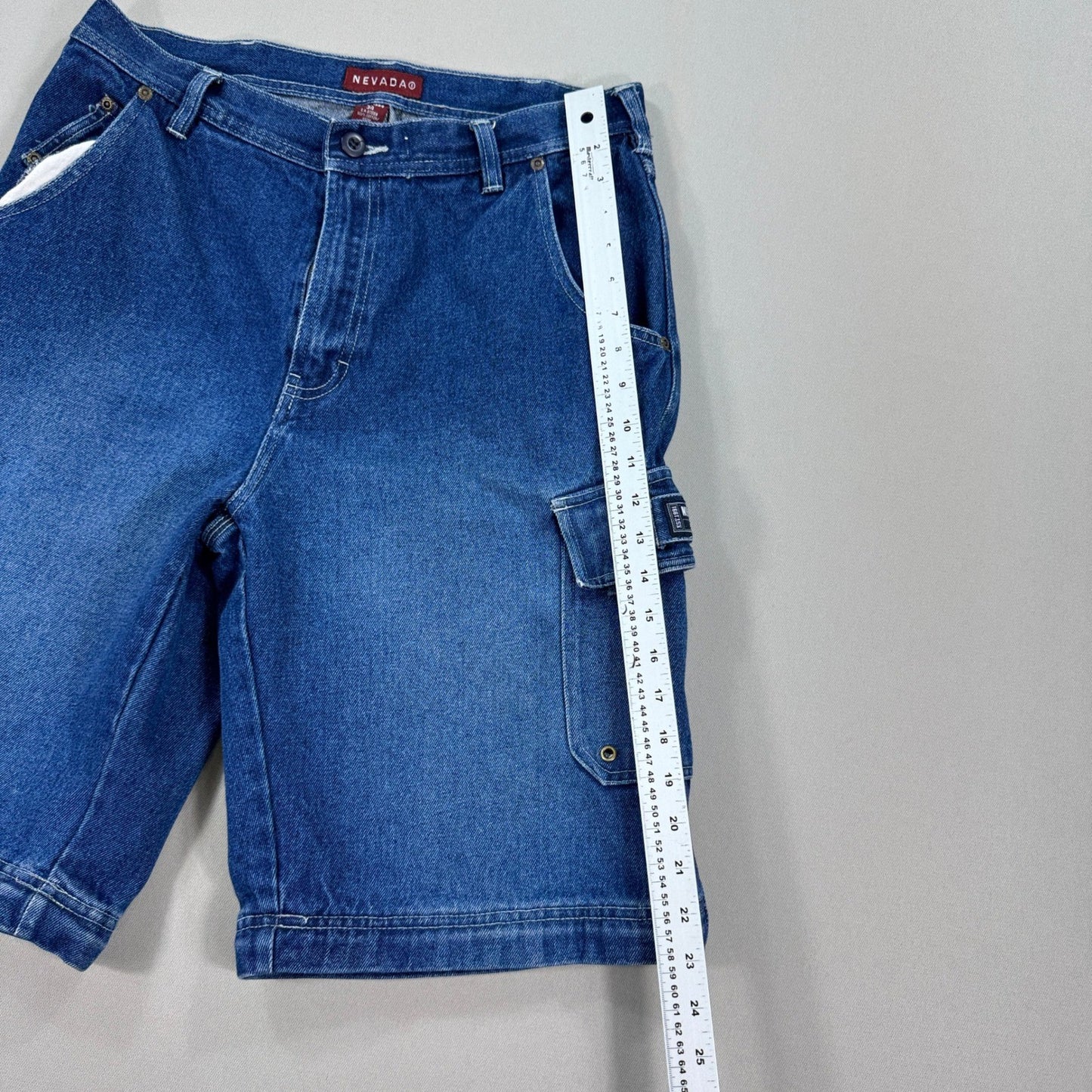 Nevada Denim Cargo Shorts Relaxed Fit Baggy mens Size 34 Blue Carpenter Utility